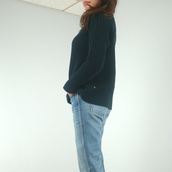 Lululemon Bring The Cozy Chunky Cotton Cable Knit Sweater, Black Turtleneck - Picture 2 of 16